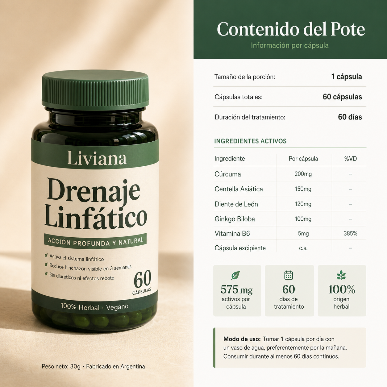 Liviana | Drena Naturalmente la Hinchazón del Rostro, Abdomen y Piernas