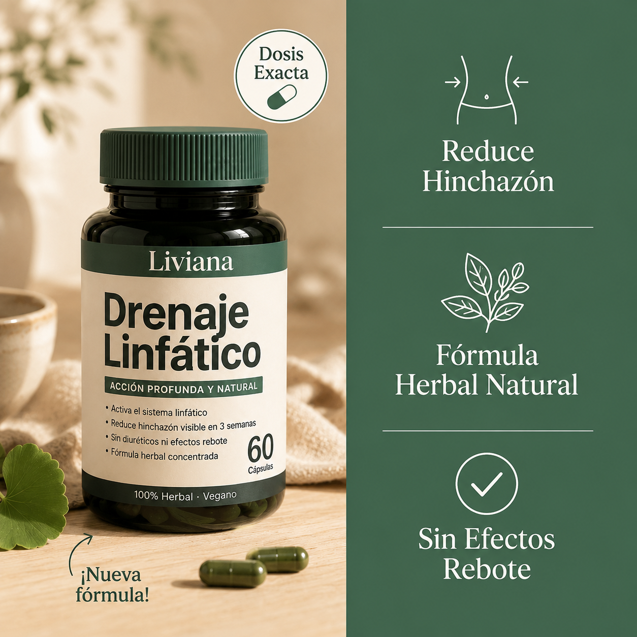 Liviana | Drena Naturalmente la Hinchazón del Rostro, Abdomen y Piernas