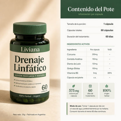 Liviana | Drena Naturalmente la Hinchazón del Rostro, Abdomen y Piernas